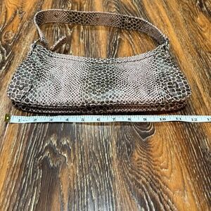 Nine West Pink Brown Snakeskin Pattern Studded Women's Shoulder Bag Medium Purse